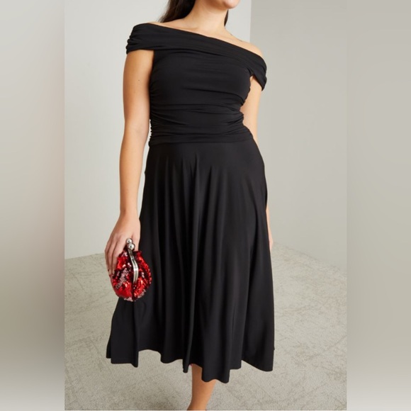 Jones New York Elegant Black Off-Shoulder Dress - Picture 1 of 6